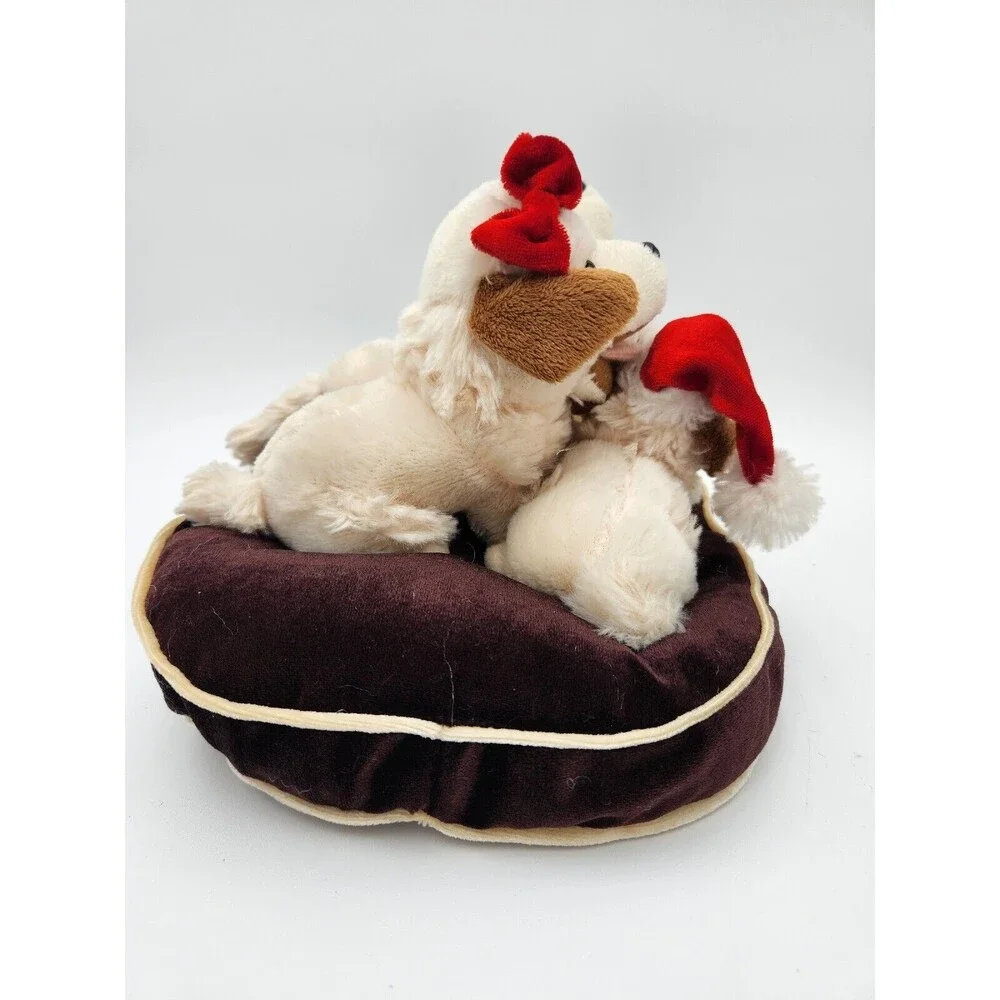 Christmas Plush 3 Puppies Sitting On Pillow Dan‎ Dee Yellow Dogs